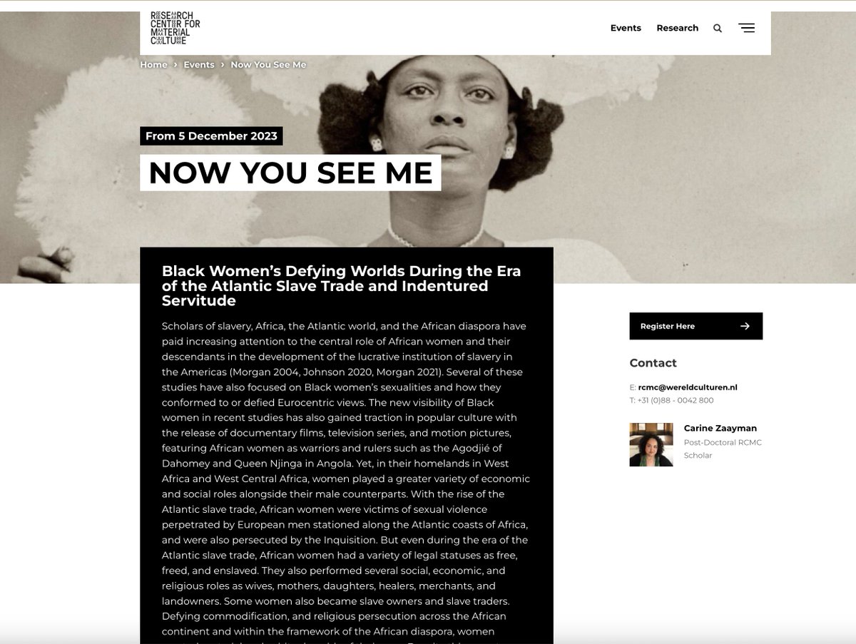 Join us for the international conference (in person) Now You See Me: Black Women’s Defying Worlds During the Era of the Atlantic Slave Trade and Indentured Servitude @WM_Amsterdam + @FramerFramed in Amsterdam on DEC 5 and 6. Register ⬇️ #slaveryarchive materialculture.nl/en/events/now-…