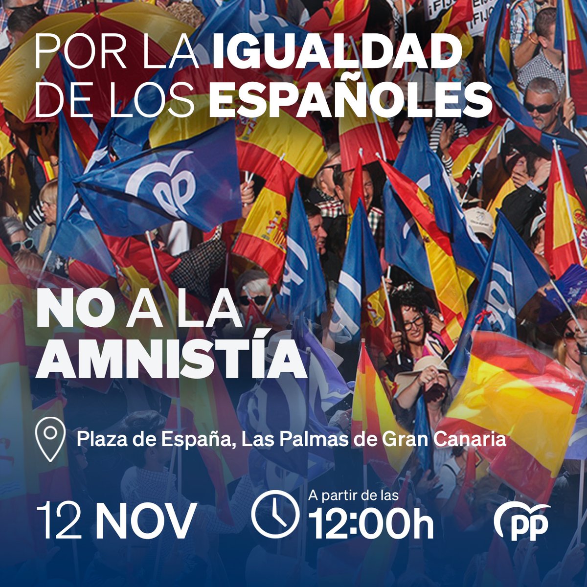 ppdecanarias's tweet image. 📅 12 de noviembre a las 12:00h.    

📍 Plaza de España, Las Palmas de Gran Canaria   

📍 Parque La Granja, Sta. Cruz de Tenerife

👉 Contra la amnistía, por la igualdad.     

🇪🇸 ¡No nos van a callar!