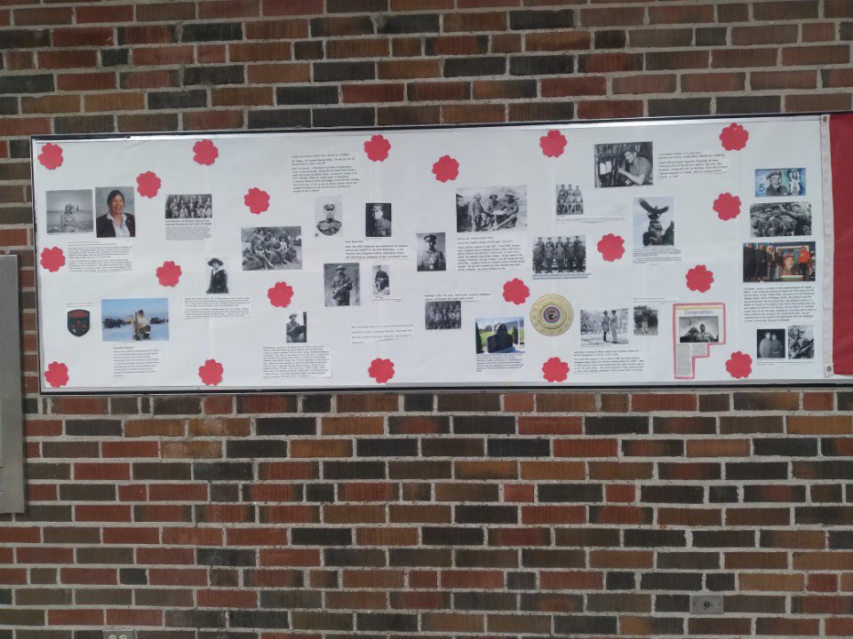 National #IndigenousVeteransDay is a memorial day observed in Can. in recognition of &amp; gratitude for Indigenous contributions to military service, particularly in the First &amp; Second World Wars, &amp; the Korean War. Miigwetch Ms. B <a href="/FenelonFallsSS/">Fenelon Falls SS</a> for the beautiful display. <a href="/TLDSB/">TLDSB</a>