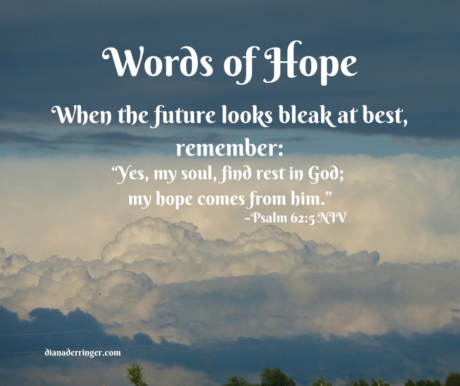 DianaDerringer's tweet image. November is National Family Caregivers Month. For all caregivers, here are a few words of hope. When the future looks bleak at best, remember: “Yes, my soul, find rest in God; my hope comes from him.” —Psalm 62:5 NIV  
#nationalfamilycaregiversmonth #wordsofhope