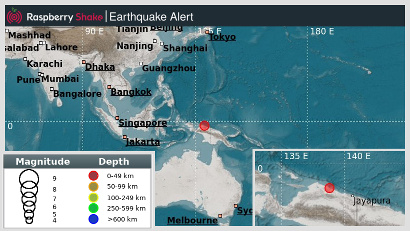 raspishakEQ's tweet photo. Preliminary M5.0 #Earthquake
ID: #rs2023vzuwdw
209km/130miles from #Waena, in #NearNorthCoastOfWestPapua
2023-11-08 12:04 UTC
@raspishake network
Join the largest #CitizenScience #seismograph community ➡ https://t.co/Y5O0dgJYzd
EVENT ➡ https://t.co/uFUaKjJxgt https://t.co/5ZxkDTB4NU