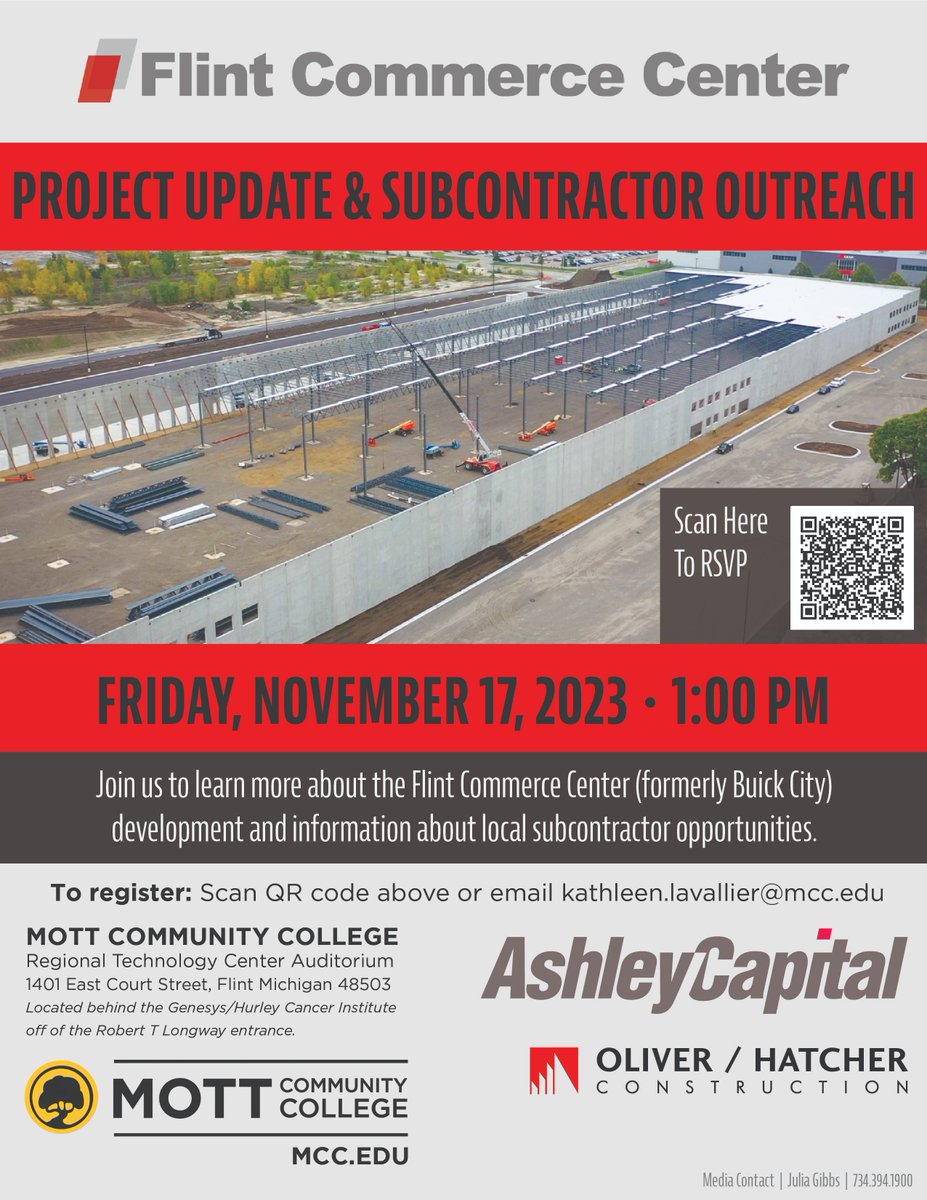 ashley_capital's tweet photo. We're looking forward to sharing our successes so far, what’s next, and opportunities for contractors to work with us on the next phase of the Flint Commerce Center at the former Buick City site.

Special thanks to: @Oliver_Hatcher &amp; @MottCollege
 
#industrialrealestate https://t.co/U4oixhVzWe