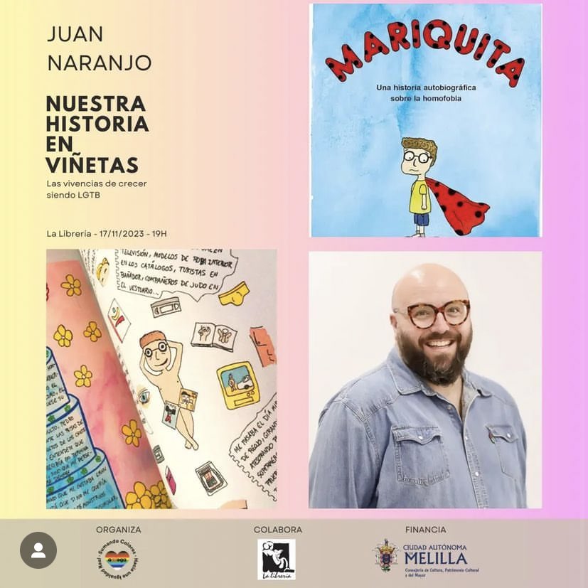 Amiguis, ¡la semana que viene estaré en #Melilla! Gracias a <a href="/AmlegaMelilla/">Amlega Melilla</a>, pasaremos una tarde estupenda hablando sobre cómic LGTBI en La Librería. ¡Qué ganas! ¡Allí os espero! 🤍