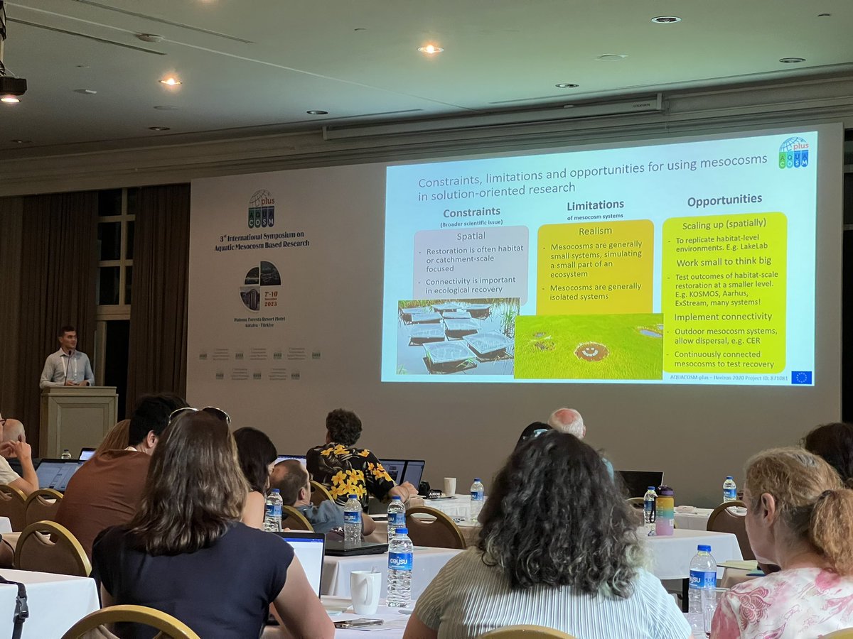 Enjoyed presenting a paper we <a href="/aquacosm/">AQUACOSM</a> have in prep on the limitations and opportunities of #mesocosms for advancing solutions to environmental threats in aquatic ecology. 

Now to finish the paper!…