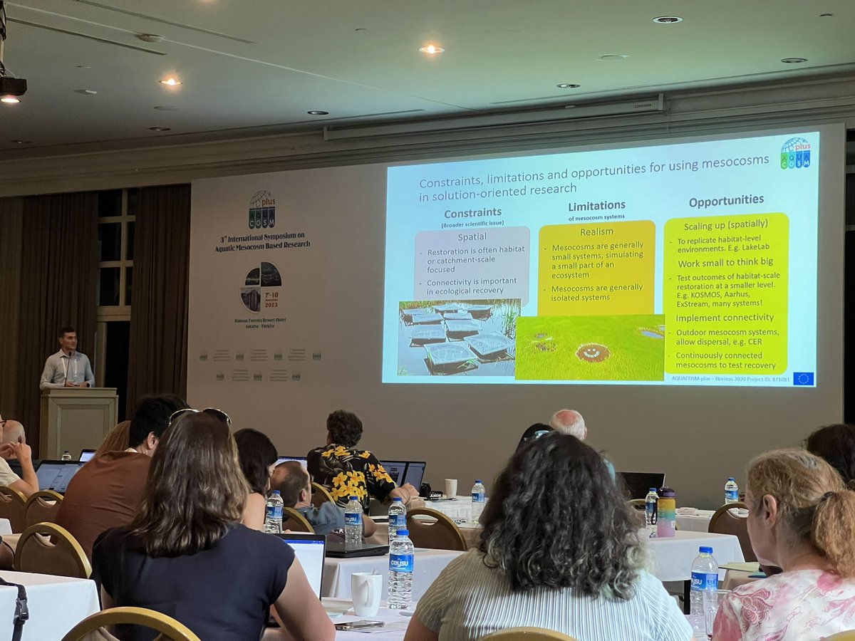 Enjoyed presenting a paper we @aquacosm have in prep on the limitations and opportunities of #mesocosms for advancing solutions to environmental threats in aquatic ecology. Now to finish the paper!…