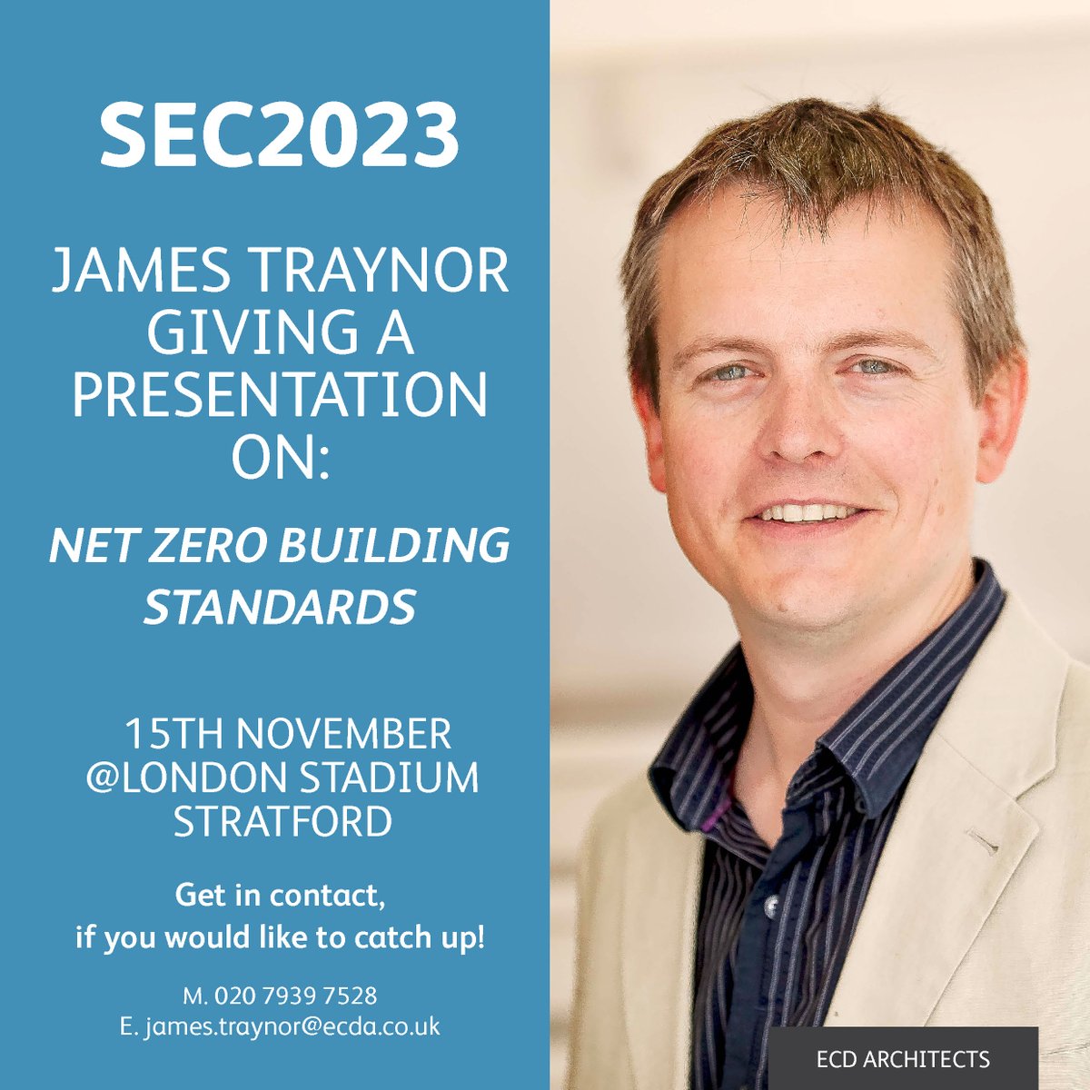 Next week on the 15th of November, James Traynor will be attending @SEConsortium #SEC2023 where he will provide a talk on the topic of ‘Net Zero Building Standards’; explaining the importance of design when applying this target to new and existing buildings. #NetZero #london