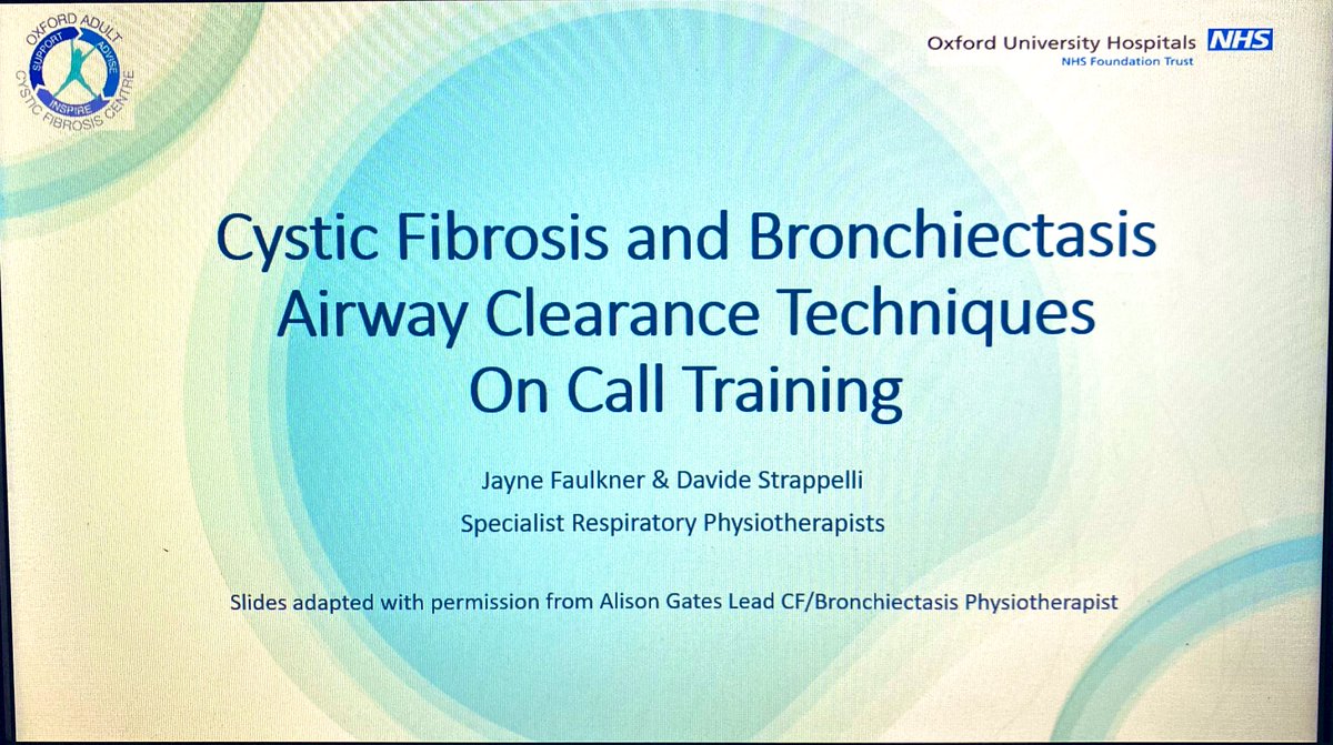 ⭐️ Fab opportunity today to share our specialist respiratory skills with physios from @ouh_therapies; airway clearance is definitely both a science and an art and is fundamental to optimising care in CF and Bronchiectasis. #respisbest #teaching #physio #alwayslearning ⭐️