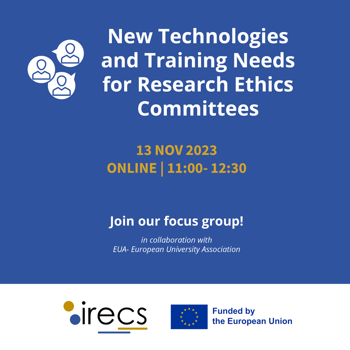 What are the training needs for #ResearchEthics committees in addressing emerging technologies such as #AI, extended reality, genome editing, and biobanking?

Join our online focus group as part of the <a href="/irecs_eu/">irecs EU</a> project: 
bit.ly/46Q5Fim
📅 13 November, 11.00 CET