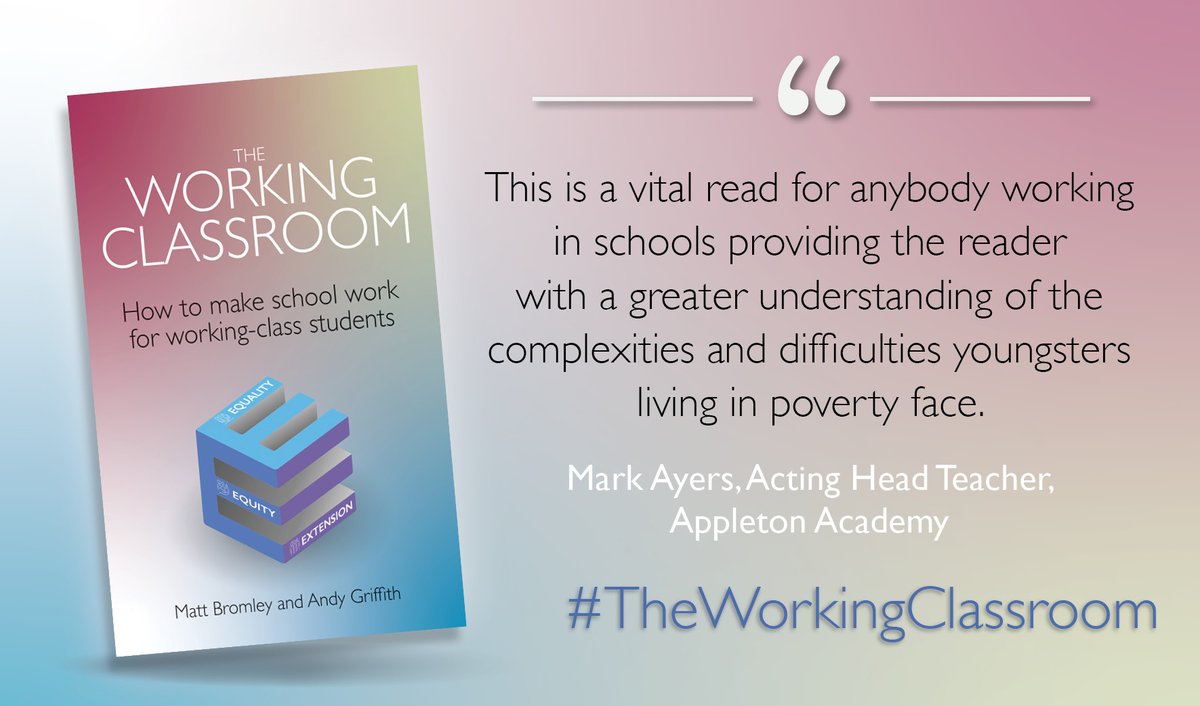 📚 #TheWorkingClassroom explores how working-class students are disadvantaged by a flawed system and what schools can do to close the gap.

Find out more in this practical new book for all #teachers and #school #leaders by @mj_bromley and <a href="/OTeaching/">Andy Griffith</a> here: crownhouse.co.uk/the-working-cl…