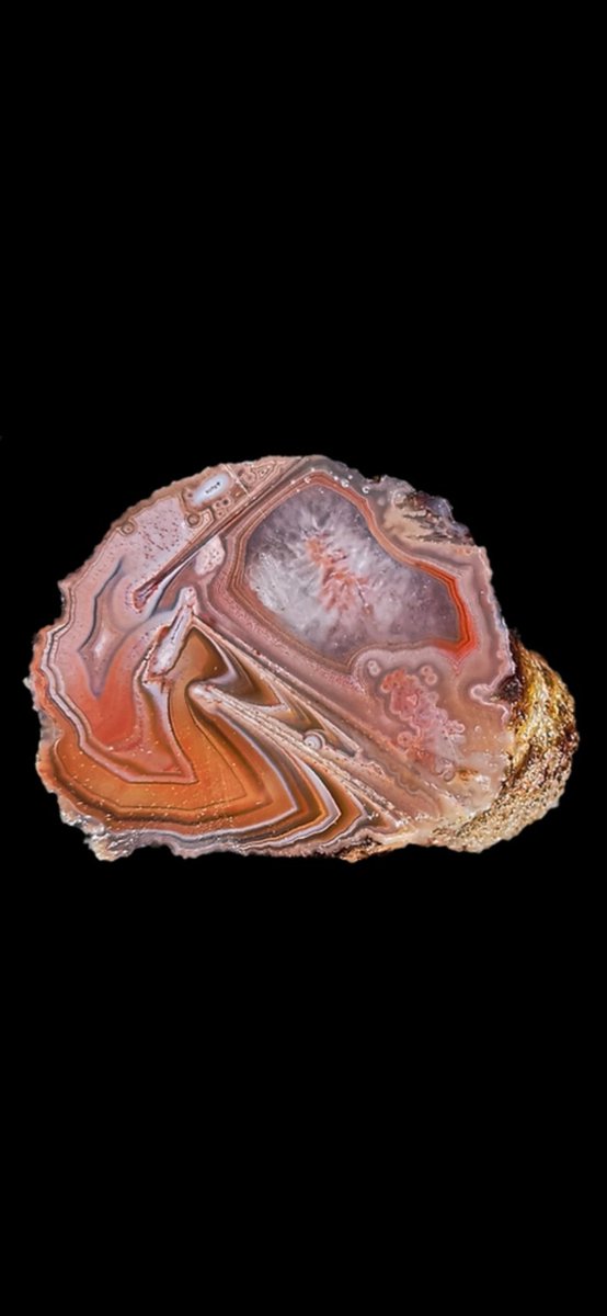 AgateScotland's tweet photo. The "zoning" of banding and other structures within Lunan agates, as a result of including blade-like crystals of calcite, is highly varied and these types of agate are among those that fascinate me most https://t.co/mHvh83TUMC