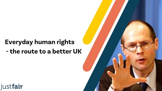 On our way to @JustFairUK’s everyday rights conference looking at the state of poverty in the UK

UN Rapporteur @DeSchutterO will address conference & is urging Govt to increase welfare spending

Time for human rights based solutions. #EverydayRights2023 #FightPovertyWithRights