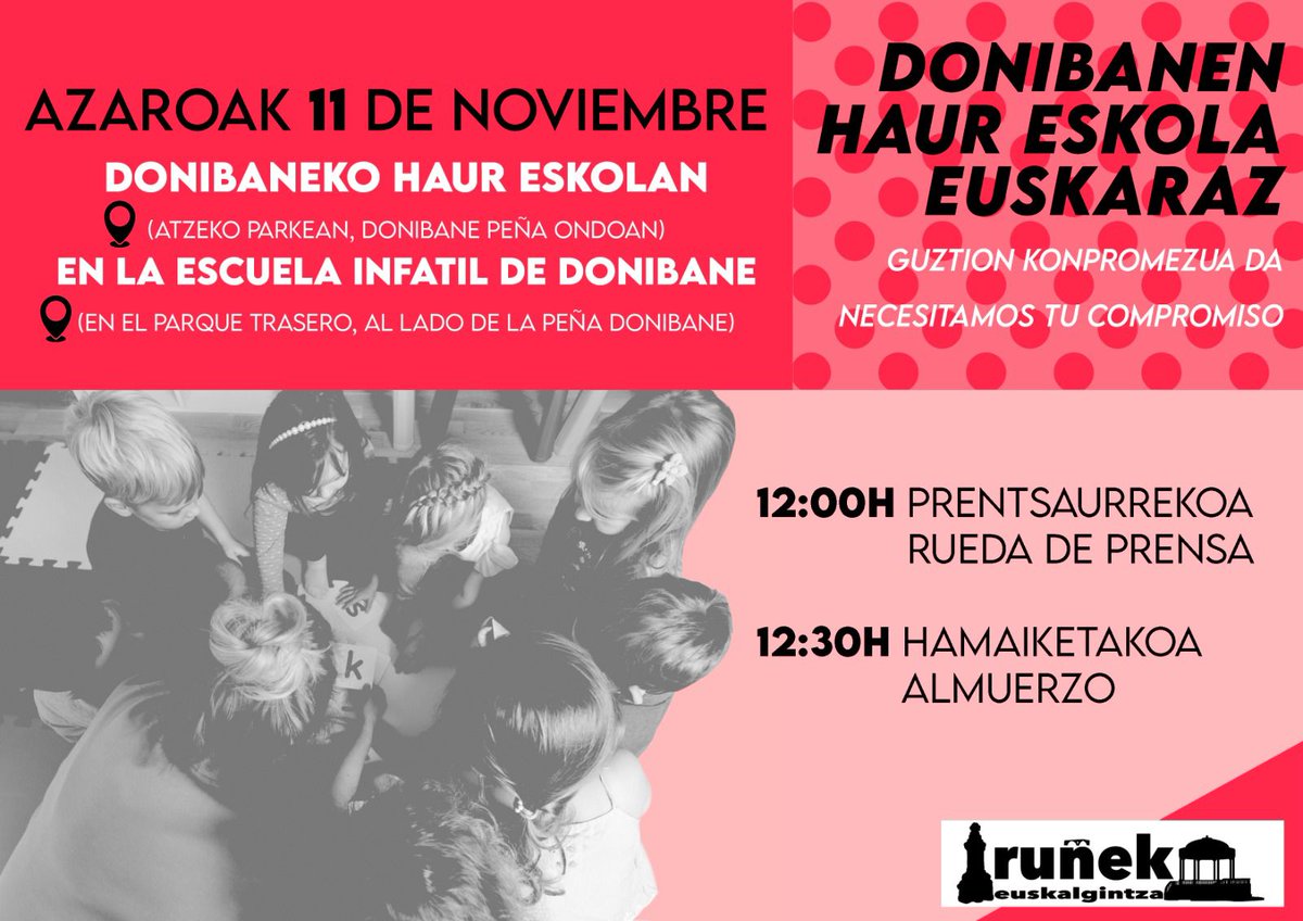 EHEbizi's tweet photo. 0-3 urte arteko garaia hizkuntza garatzeko oso garrantzitsua dela diote adituek. Iruñean zailtasun handiak jartzen dizkigute haurrak tarte horretan euskaraz hezteko.

Horregatik, larunbat honetan bi deialdi garrantzitsu ditugu euskaldunok.
#HaurEskolakEuskaraz! https://t.co/2YDcRMlMbA