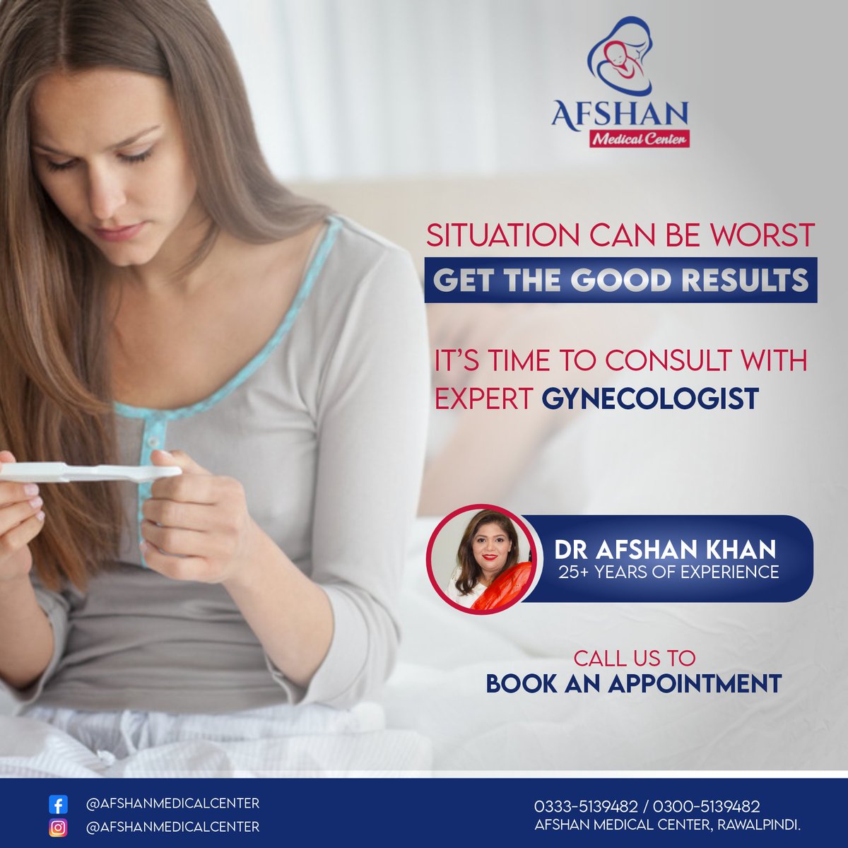 Your journey to parenthood starts with us! 
Dr. Afshan Khan and Afshan Medical Centre provide heartfelt support for infertility and pregnancy treatments. Join us on the path to becoming parents. 🤰🏥 #FertilitySolutions #PregnancyCare
📱 Mobile: +923005139482
✆ WA: +923335139482