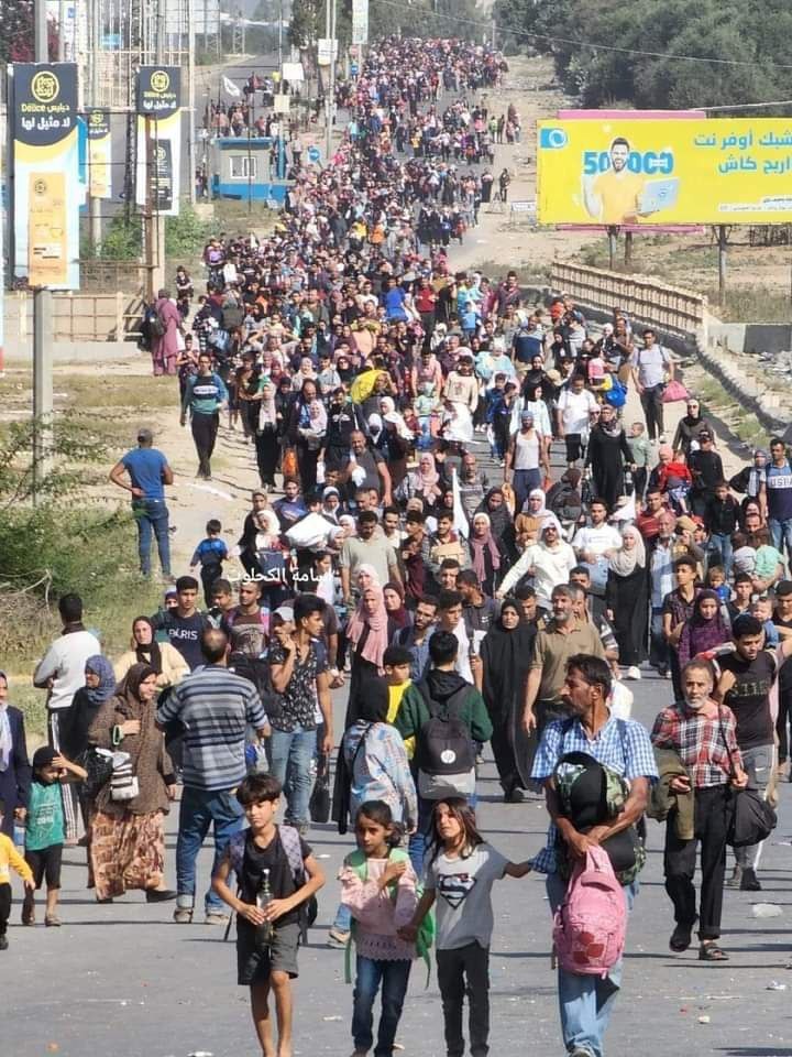Thousands of Palestinians are evacuating to the south of Gaza through a humanitarian corridor set up by Israel. Anyone seen Hamas set up a humanitarian corridor for their people? Of course not.