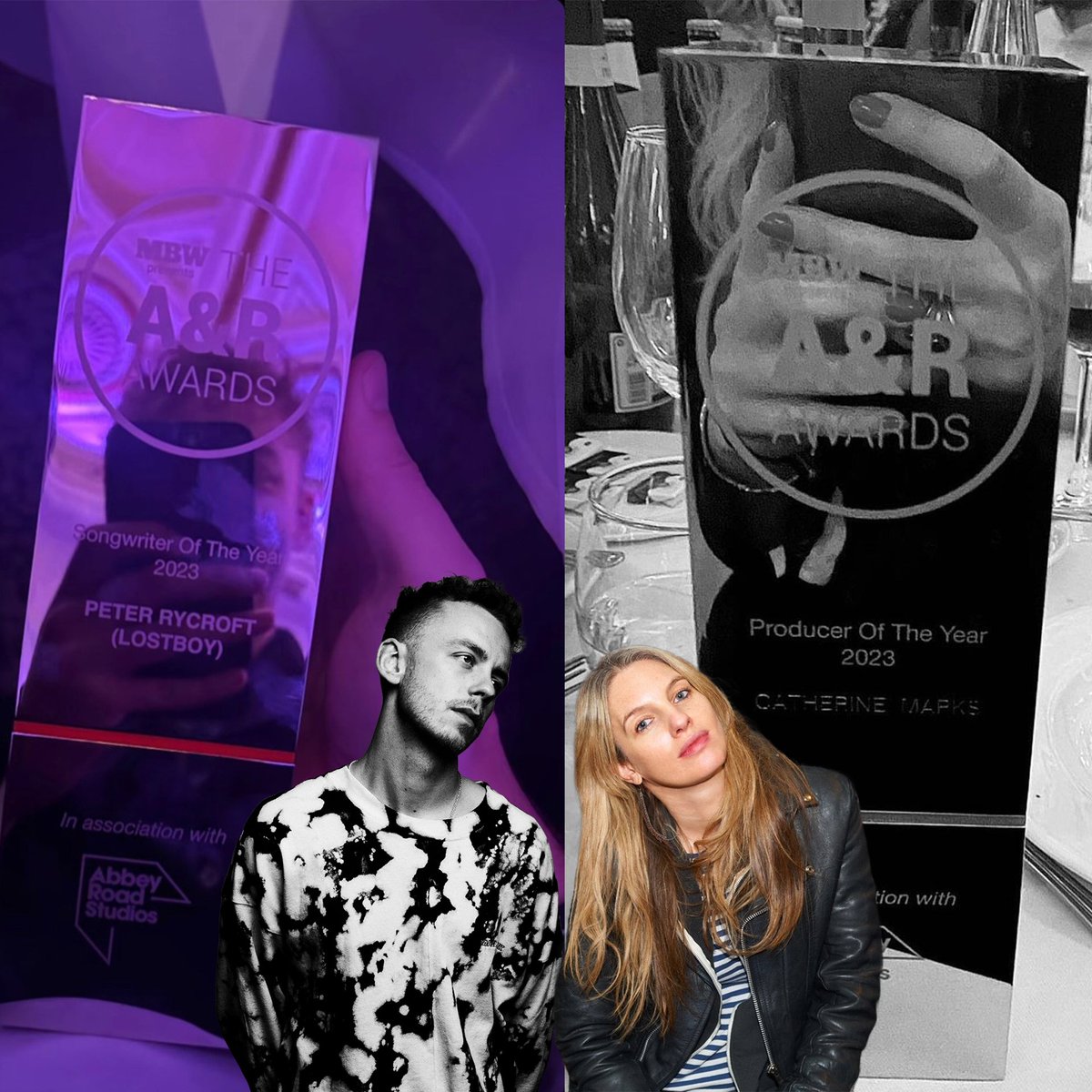 A massive congratulations to all the winners at the MBW A&amp;R Awards.

@CJMarks and @AreYouLostboy took home awards for ‘Producer of the Year’ and 'Songwriter of the Year' respectively. 

Thoroughly deserved!

#MusicBusinessWorldwide #CatherineMarks #Lostboy #Producer #Songwriter