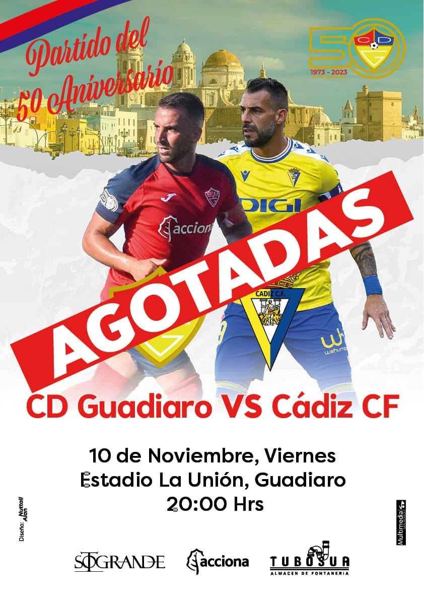 𝗡𝗢𝗧𝗔 #CDGuadiaroCadizCF

✅ Informamos que están todas las 𝗘𝗡𝗧𝗥𝗔𝗗𝗔𝗦 𝗔𝗚𝗢𝗧𝗔𝗗𝗔𝗦 

👉 𝗡𝗢 𝗛𝗔𝗕𝗥𝗔 𝗘𝗡𝗧𝗥𝗔𝗗𝗔𝗦 𝗘𝗡 𝗧𝗔𝗤𝗨𝗜𝗟𝗟𝗔

#CDGuadiaro 
#CDG1973
#50Aniversario
#LaHistoriaContinua
