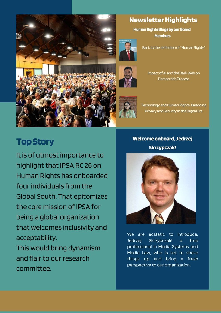 ipsarc26's tweet photo. 📢 The wait is over! @ipsarc26 has published its Newsletter No. 15, October 2023. Get all the latest 🗞️ &amp; updates from the 🌐 of #HumanRights for exciting 🧩 &amp; upcoming events! 👉 the link  https://t.co/wPS3Qg0r7h
to download our Newsletter. 

@ipsa_aisp https://t.co/WCDgCgs2I2