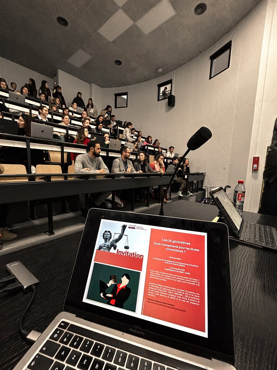 UVSQ (@uvsq) on Twitter photo Séminaire-débat sur les #IAgénératives à la faculté de droit et de science politique
<a href="/UVSQFacDSP/">Fac de droit UVSQ</a>. Quels changements pour les études universitaires ?
<a href="/SandrineClavel/">Sandrine Clavel</a> <a href="/melanieclef/">Mélanie Clément-Fontaine</a> <a href="/blanchettejf/">Jean-François Blanchette</a> Séminaire-débat sur les #IAgénératives à la faculté de droit et de science politique
<a href="/UVSQFacDSP/">Fac de droit UVSQ</a>. Quels changements pour les études universitaires ?
<a href="/SandrineClavel/">Sandrine Clavel</a> <a href="/melanieclef/">Mélanie Clément-Fontaine</a> <a href="/blanchettejf/">Jean-François Blanchette</a>
