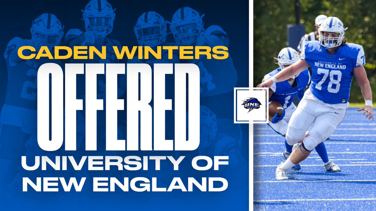 Caden Winters (@winters_caden) on Twitter photo After a great call with <a href="/CoachLichten/">Coach Mike Lichten</a> I am proud to announce I have been offered by the University of New England! Thank you to <a href="/CoachPJ_Arcuri/">P.J. Arcuri</a> and the whole UNE coaching staff for this opportunity! <a href="/UNEfootball/">University of New England Football</a> After a great call with <a href="/CoachLichten/">Coach Mike Lichten</a> I am proud to announce I have been offered by the University of New England! Thank you to <a href="/CoachPJ_Arcuri/">P.J. Arcuri</a> and the whole UNE coaching staff for this opportunity! <a href="/UNEfootball/">University of New England Football</a>