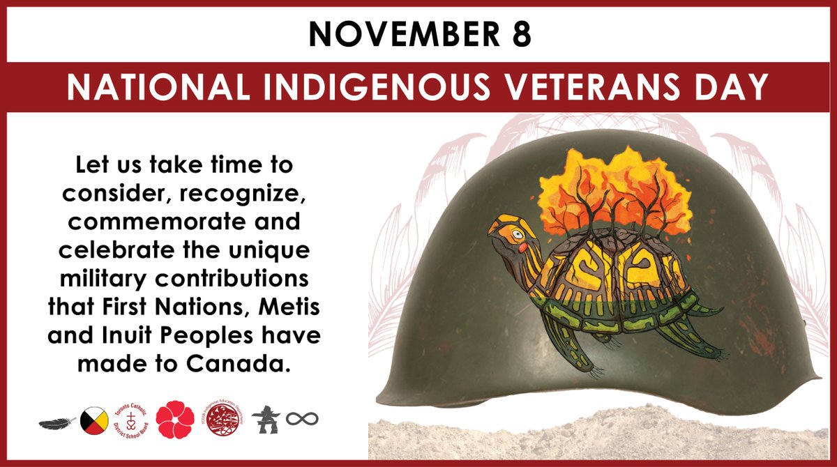 Today, #TCDSB school communities are proud to celebrate National #IndigenousVeteransDay by honouring the contributions made to Canadian missions by Indigenous veterans.