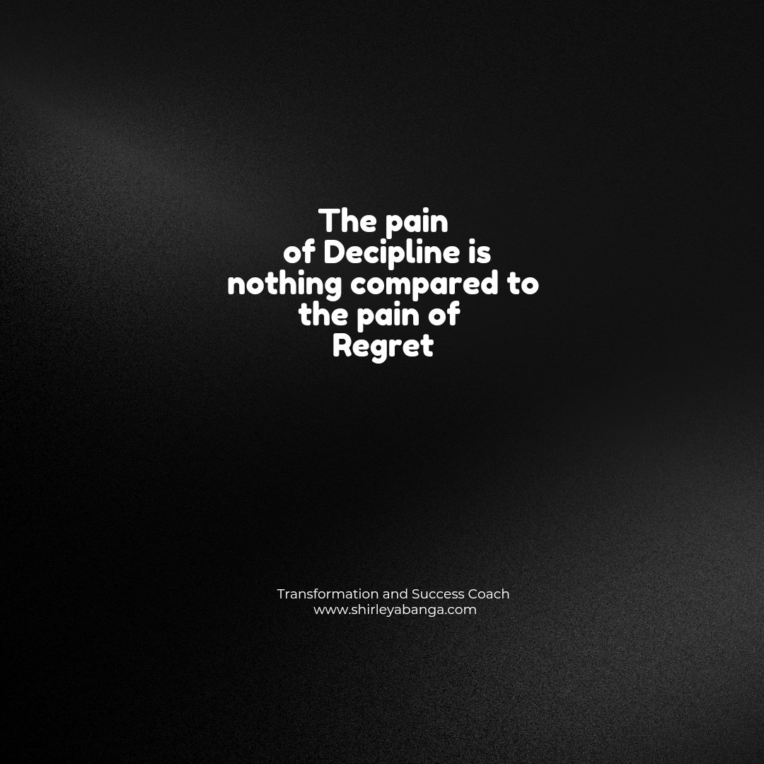 Alushirley's tweet photo. The pain of Decipline is nothing compared to the pain of Regret

Stay Decipline 
Stay Consistent 

#success #Decipline #money #millionaire https://t.co/dNfcryGGan