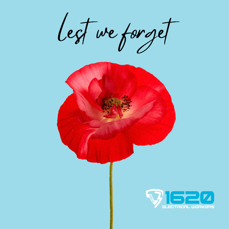 On this Memorial Day, at the stroke of eleven, we will pause for two minutes of silence to honour, thank & remember the Fallen, & recognize the sacrifices being made by those who serve today.
~ 1620 Remembers

#LestWeForget #RemembranceDay2023 #1620ElectricalWorkers #ItsOurEnergy