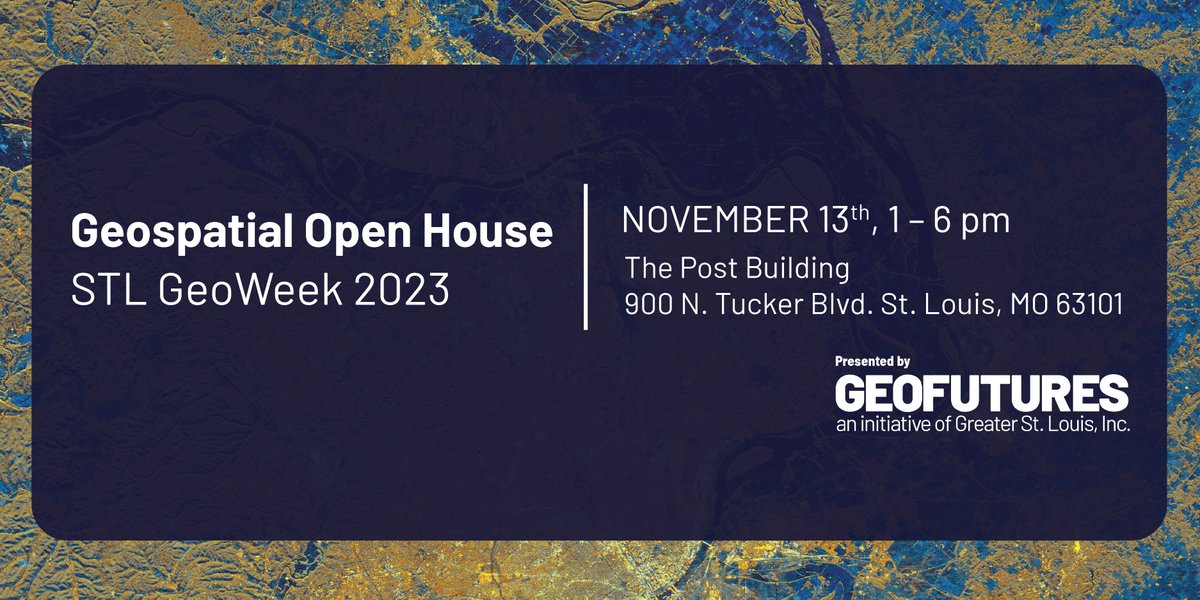 TaylorGeoAI's tweet photo. Thrilled to announce the @GeoFuturesSTL Geo-Tech Open House on Nov 13 in #STL. Be a part of GeoWeek and learn about cutting-edge #geospatial tech, network with industry experts, and find promising opportunities. https://t.co/fYDGiosNEt
#GeoTechOpenHouse #GIS #Geospatial #TGI https://t.co/uOTtH0OMPx