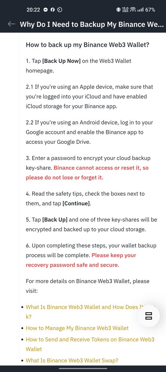 CryptoAwaz's tweet image. To backup your Binance Web3 wallet and setup the recovery password you need to sign in with your email 

That&apos;s the tweet 

#MultiPartyComputation #MPC #BinanceBlockchainWeek #Web3