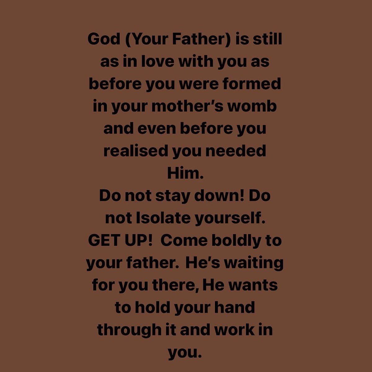 __purposefully's tweet photo. You weren't built for guilt, as much as it can grow to occupy so much of our lives.  You were built for grace.  Your Daddy’s got you🤎🤎 https://t.co/WRDcPQX4rO