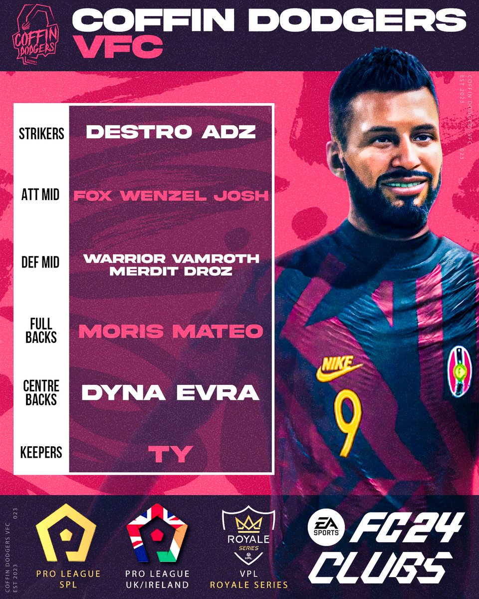 Our squad as it stands ahead of the new Competitive Clubs season in <a href="/proleaguede/">ProLeague DE</a> SPL  <a href="/ProLeagueUK_IRL/">ProLeague UK/IRL</a> &amp; <a href="/VPLglobal/">Virtualproleague</a> Royale Series