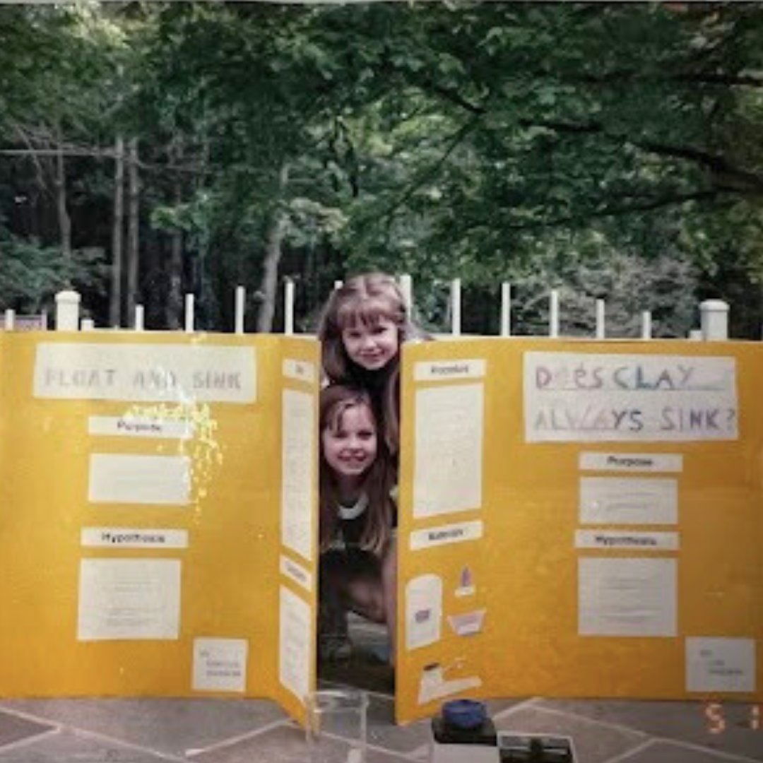 We are grateful for the educators who encouraged our exploration of #science. Below is 6-year-old Lise Harbomand and her sister posing with their science fair projects. Lise is now a PhD and lead scientist of cellular neurobiology at AxoSim. #nationalSTEAMday #STEAMDay #STEMDay
