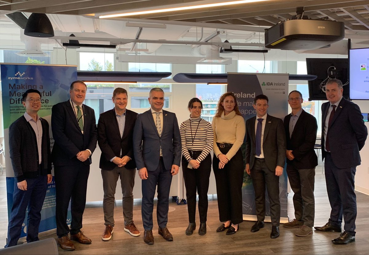 Delighted to welcome @daracalleary , Minister of State for Trade Promotion, Digital and Company Regulation to @ZymeworksInc in Vancouver. Zymeworks are the first Canadian Biotech company with a presence in Ireland! #WhyIreland #InvestInExtraordinary🇨🇦🇮🇪