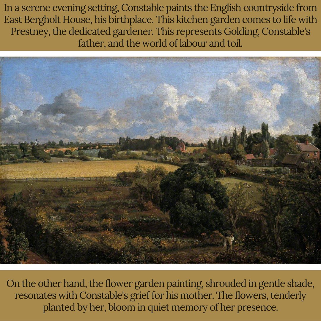 Now gracing the Animals in the Art Gallery exhibition, the breathtaking piece, 'Golding Constable's Kitchen Garden, July 1815', tells a poignant story of love, loss, and remembrance. This painting forms a panoramic pair with 'Golding Constable's Flower Garden, August 1815'.