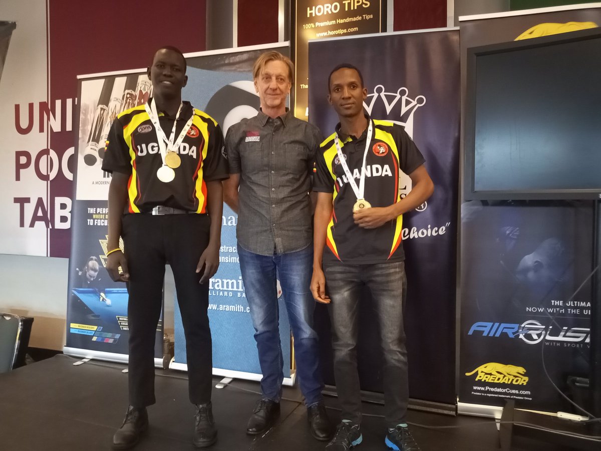 PeterKyobe's tweet photo. All members of the Uganda team that won the Blackball International Hawley cup in Johannesburg two weeks ago, will be involved in this weekend's Nile Special National open Grand finale
@NBSportUg 
@mawan https://t.co/bJB3beQ28a
