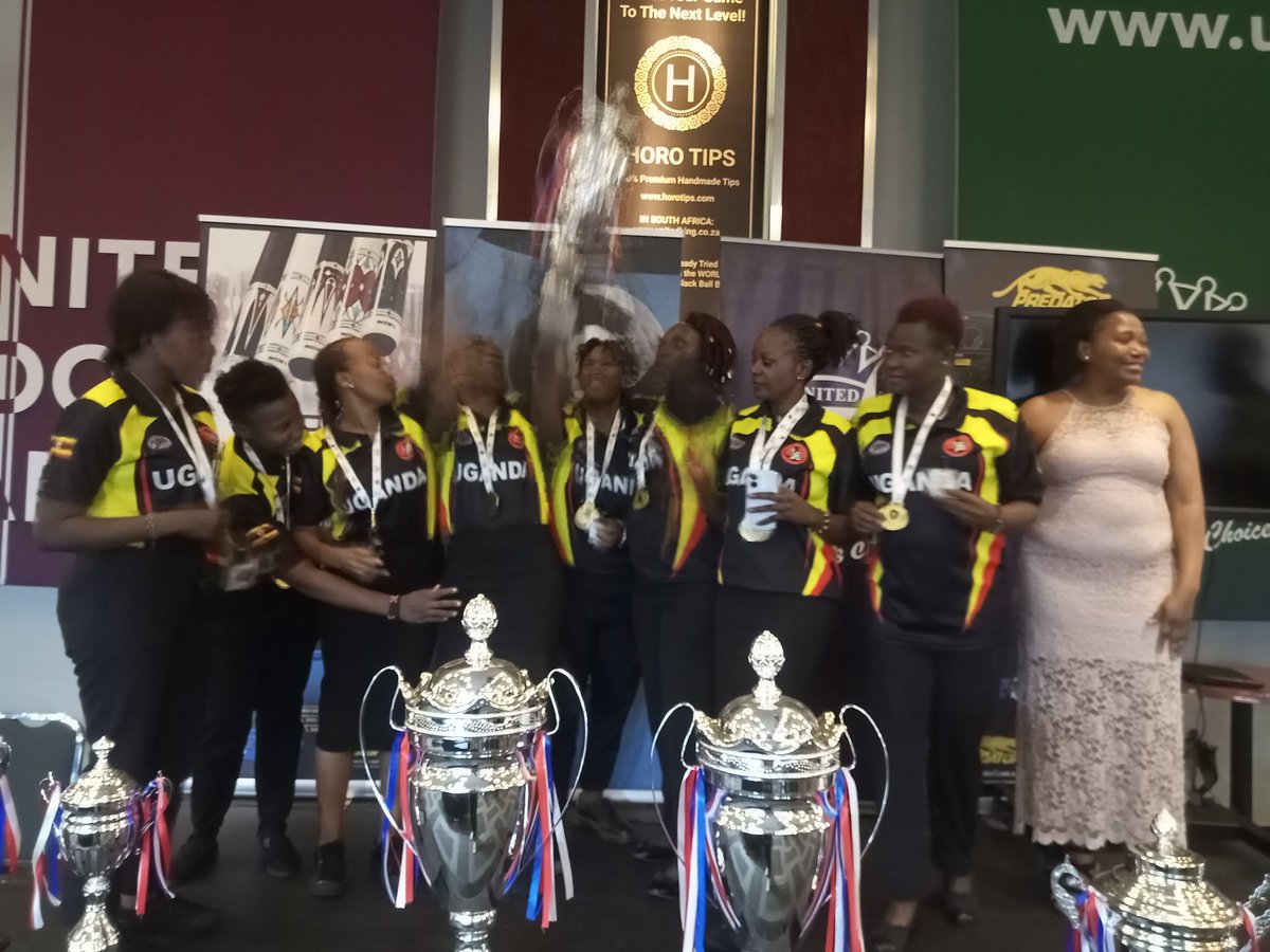 PeterKyobe's tweet photo. All members of the Uganda team that won the Blackball International Hawley cup in Johannesburg two weeks ago, will be involved in this weekend's Nile Special National open Grand finale
@NBSportUg 
@mawan https://t.co/bJB3beQ28a