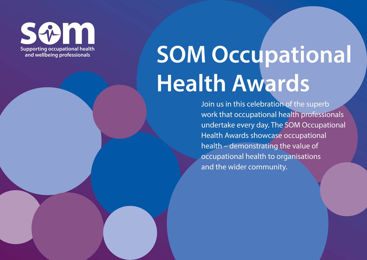 Last chance to enter! The SOM Occupational Health Awards showcase occupational health – demonstrating its value to organisations and the wider community. Entries close this Friday, 10th November ow.ly/2izm50Q5w4Y #occupationalhealth #occupationalmedicine