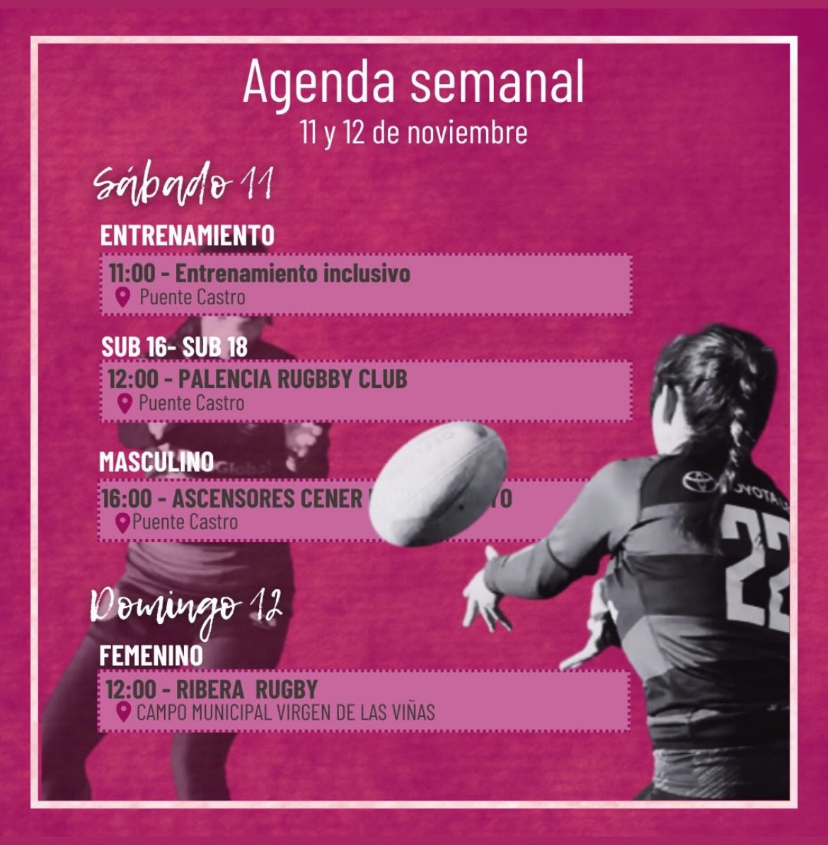 LeonRugbyClub's tweet photo. AGENDA DE ESTÁ SEMANA 🗓️ https://t.co/gdwc5Cl0mM