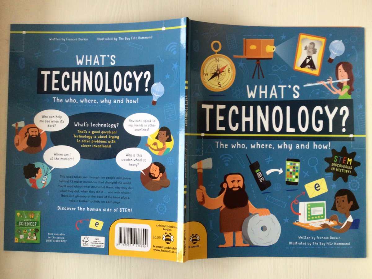 writeaboutbooks's tweet photo. Two new #nonfiction titles @bsmallpub both written by @HistoriaFrankie & illustrated by @tbfhDotCom #WhatsScience & #WhatsTechnology are designed to help 8-12s discover the human side of STEM, each featuring the extraordinary people behind 13 discoveries or inventions. #NNFN2023 https://t.co/5rLERxc3so