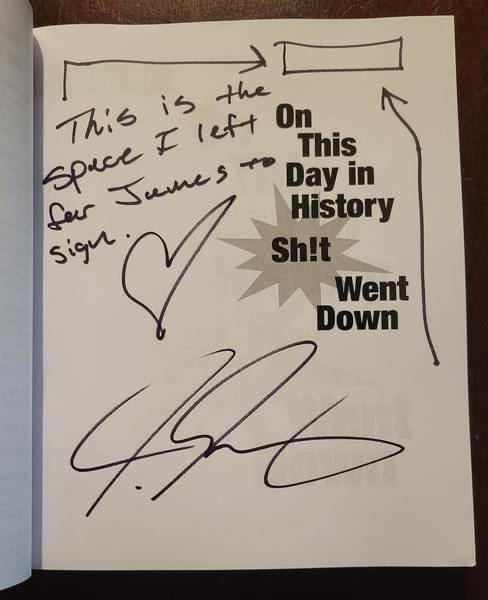 Last year, <a href="/BodyForWife/">James Fell</a> shared this tweet and we joked about signing each others books. Now, it is common for folks to bring copies of his books to my signings and vise versa. So this <a href="/StephenKing/">Stephen King</a> legend may just be a myth, but it has started a very fun tradition.