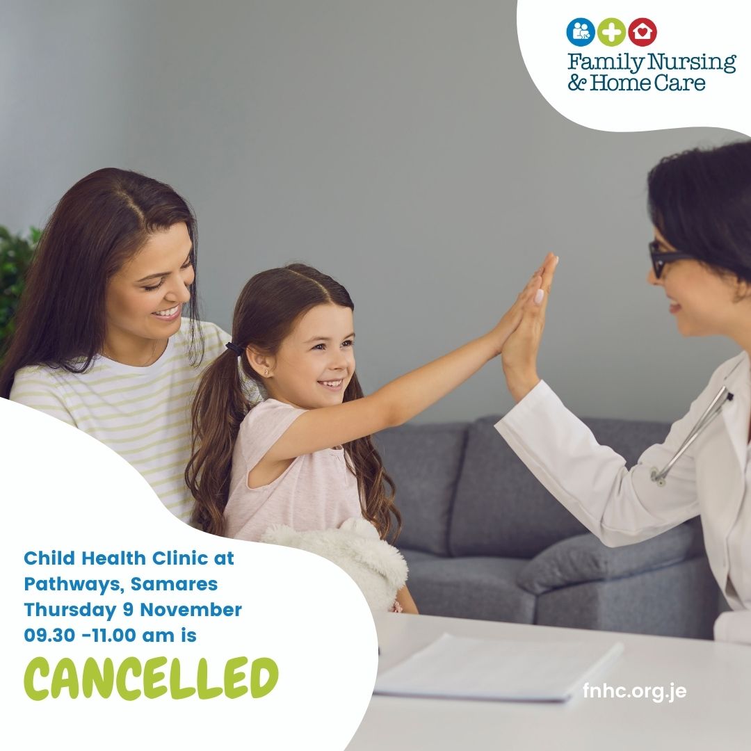 FNHCJersey's tweet photo. Please be aware that Child Health Clinic at Pathways, Samares on Thursday 9 November, 09.30 - 11.00 is cancelled.
#fnhc #familynursingjersey #nursing https://t.co/Yz8Blswoxm