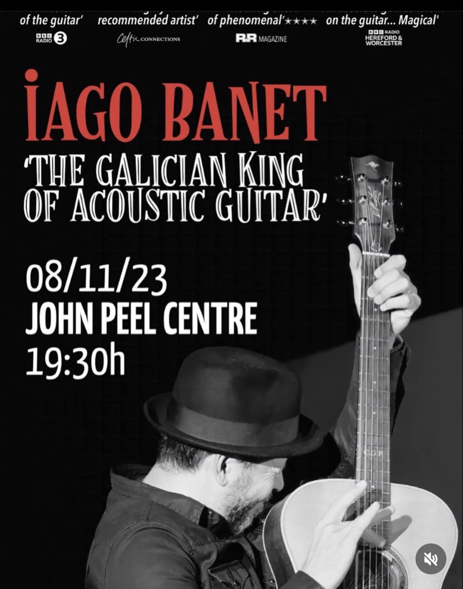TONIGHT @JohnPeelCentre !! Mad Skills from The Galician King of Acoustic Guitar - IAGO BANET This event will be held in the new JPC bar at 11 Market Place, Stowmarket - get your tickets at johnpeelcentre.com/event/iago-ban… #guitar #acousticguitar #virtuoso #Stowmarket #Suffolkgigs