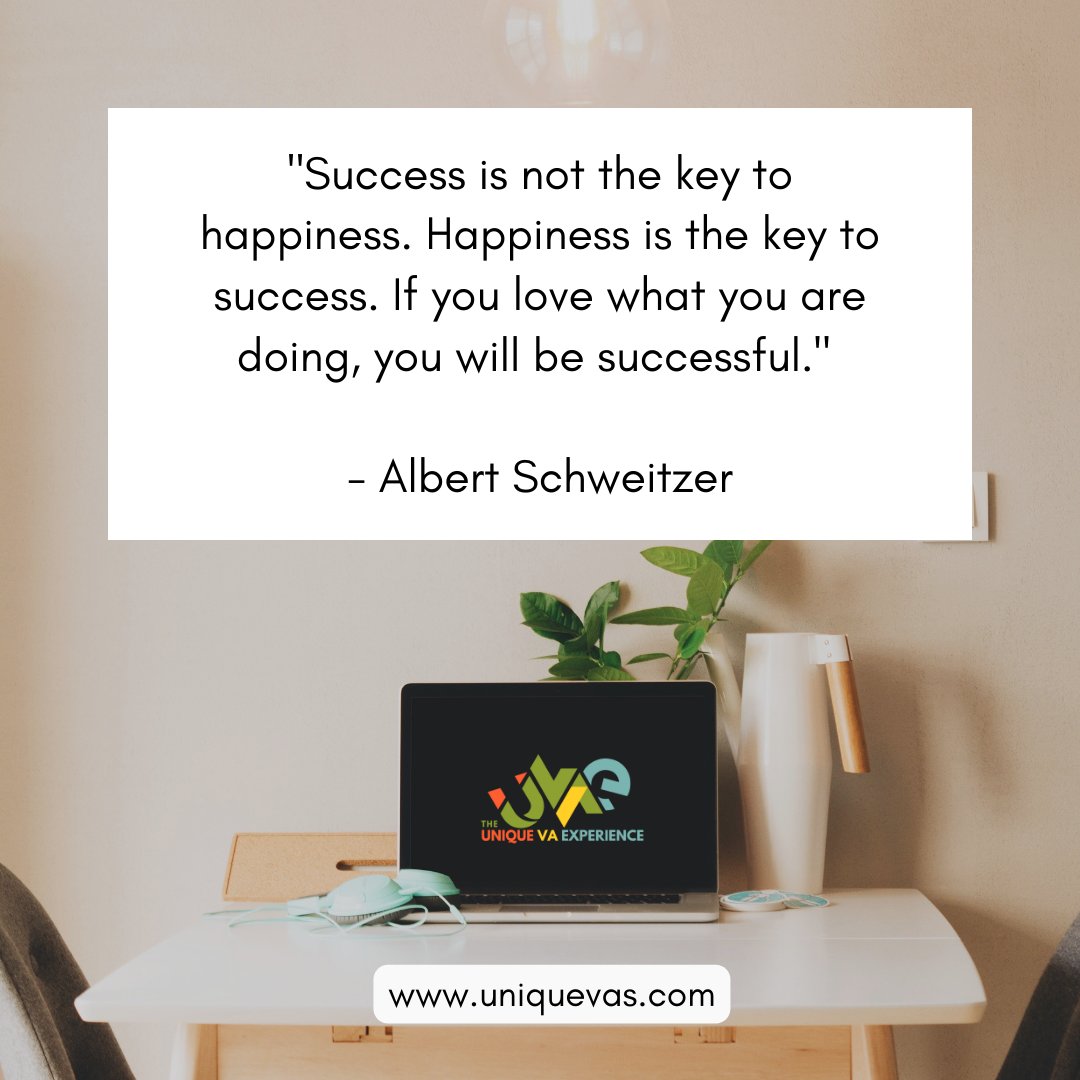 UniqueVAXP's tweet photo. "Success is not the key to happiness; it's happiness that's the real key to success. When you love what you're doing and approach it with joy and enthusiasm, success naturally follows.  🌟🔑 #Success #Happiness #PassionFirst#TheUniqueVAExperience https://t.co/qLEuV2q3gg