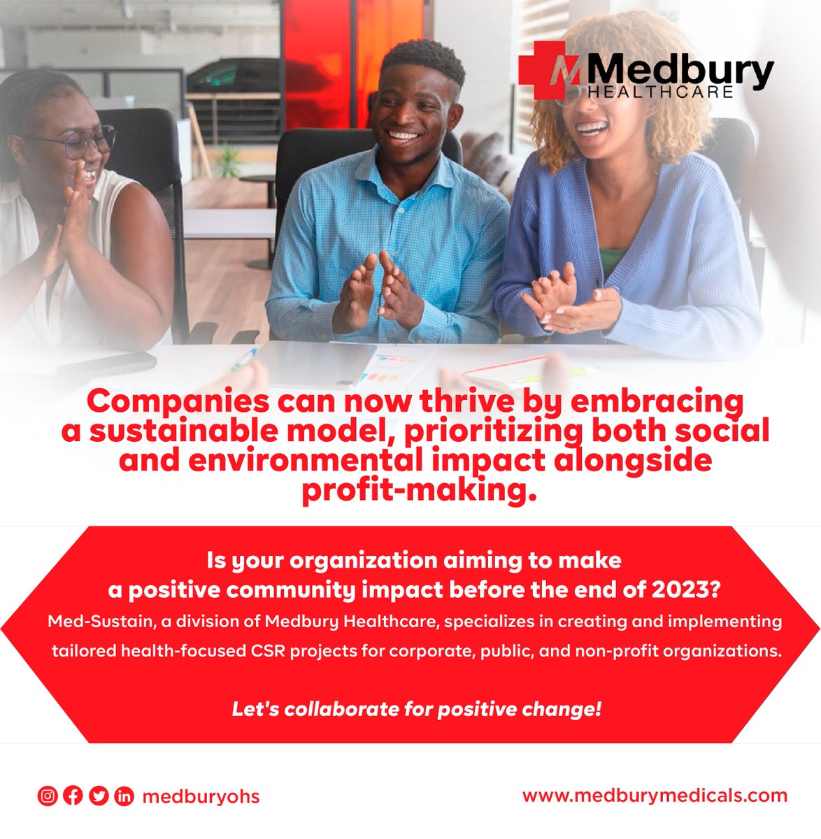 MedburyOHS's tweet photo. How about partnering with Med-Sustain, a division of Medbury Healthcare? We're specialists in designing customized CSR projects with a focus on health, and we would love to collaborate with your organization to create positive change before the year's end.
#CSRProjects #outage https://t.co/MCQTxDYDzJ