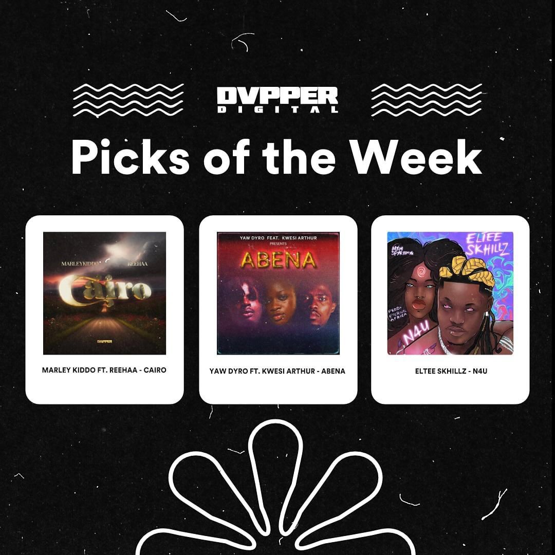 Introducing our weekly series called #picksoftheweek, where we spotlight releases showing great potential. 

This week, we pick:

Cairo by @marleykiddo_ & @Reehaa3 
Abena by @dyromusic_ ft. @kwesiarthur_ 
N4U by @themaineltee

Curated by:
Ademola Alugo
Sany Bawa
Adedamola Hassan