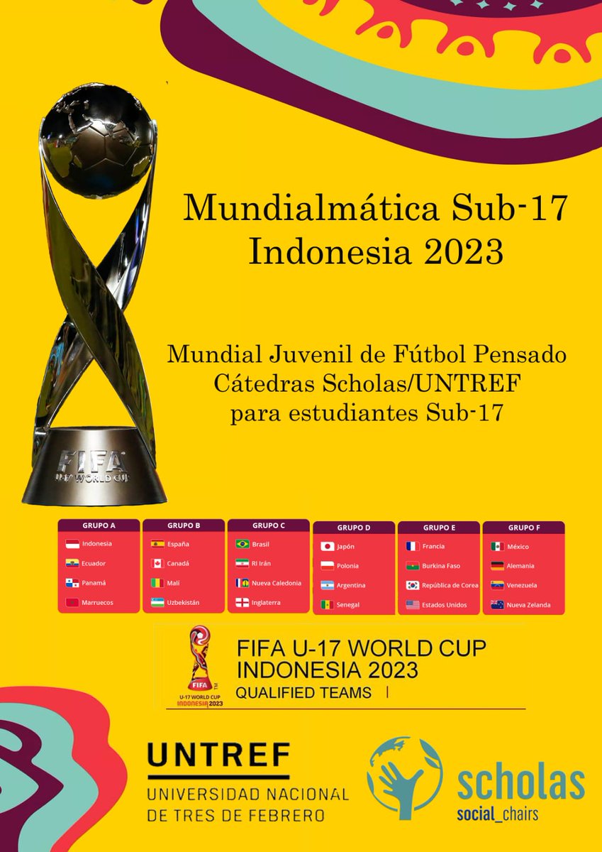 Mundialmática Sub-17 Indonesia 2023 se puede descargar libremente para las escuelas y todos los interesados en acortar.link/T18XN1. Es el Mundial Sub-17 de Fútbol Pensado de Scholas y la UNTREF, con 23 desafíos para resolver jugando.