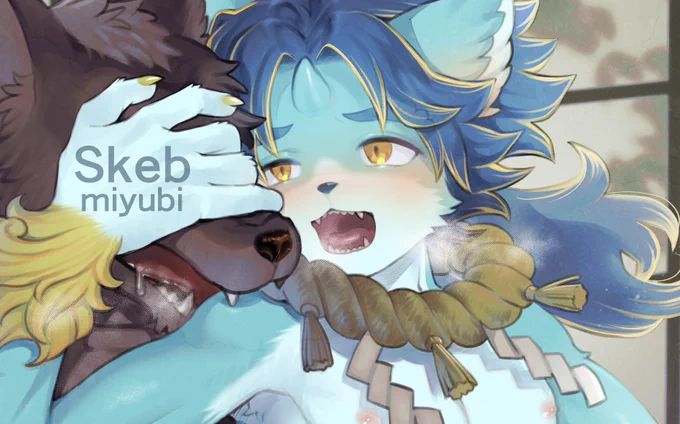 各支援サイトにSkebイラスト投稿しました!オスケモです!(ラフ、下描き、差分有り。※公開用は解像度下げてます。) 