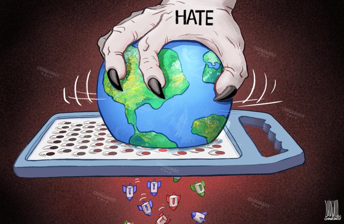 #ChinaDailyCartoon Hatred is destroying the world