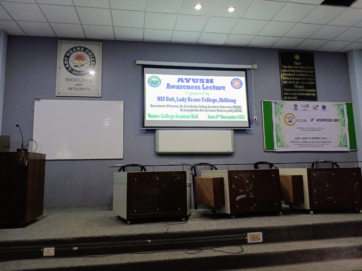 NeiahShill2000's tweet photo. Awareness lecture on AYUSH under Institute Outreach program
At Lady Keane College, SHILLONG by NEIAH, Shillong under Ayurveda Day 2023, 
On 08/11/2023
@moayush @cari_guwahati @CCRAS_MoAyush @NSSNEIAHSHILLOG @NssLady https://t.co/vvsUFLEtpB