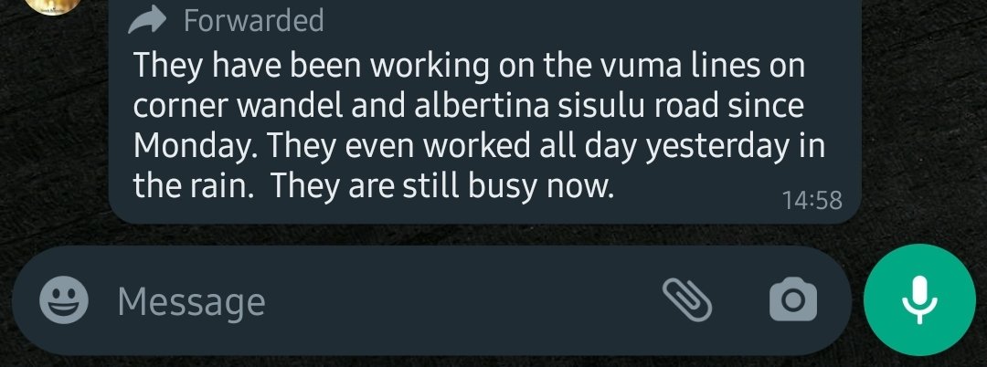 cpmfacilitate's tweet photo. @vumatel Feedback from other people. How can Vumatel not know where their people are working! https://t.co/6rQNiPkaos