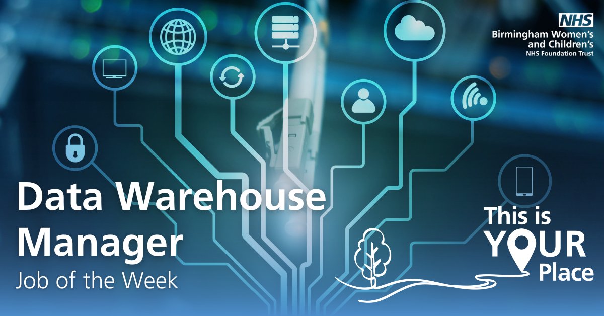 BWC_NHS's tweet photo. We are looking for a #DataWarehouseManager to shape the future of our Trust's data environment as we work towards implementing the new Electronic Patient Record system. #NHSJobs #ThisIsYourPlace

Want to know more? Visit our website: https://t.co/eErkkaH0FZ https://t.co/HwBuCepK6O
